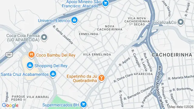 Mapa do bairro Vila Ermelinda, Belo Horizonte - MG