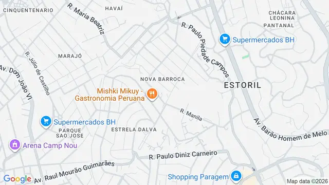 Mapa do bairro Vila Havaí, Belo Horizonte - MG