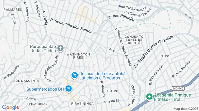 Mapa do bairro Vila Itaipu (Barreiro), Belo Horizonte - MG