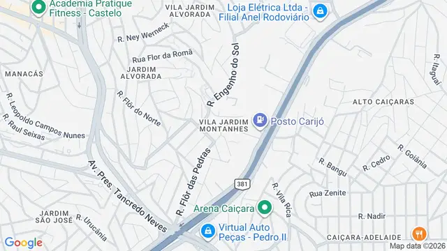 Mapa do bairro Vila Jardim Montanhes, Belo Horizonte - MG - Rua Vicente Longo