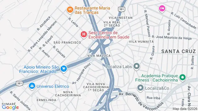 Mapa do bairro Vila Maloca, Belo Horizonte - MG