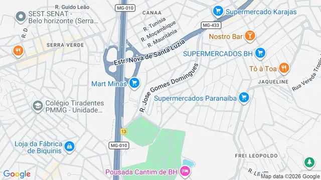 Mapa do bairro Vila Nova, Belo Horizonte - MG