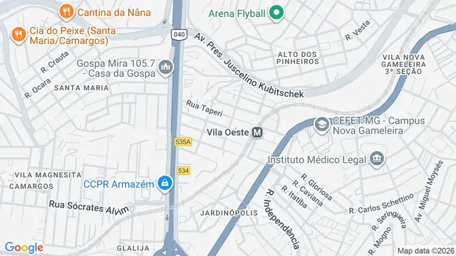 Mapa do bairro Vila Oeste, Belo Horizonte - MG