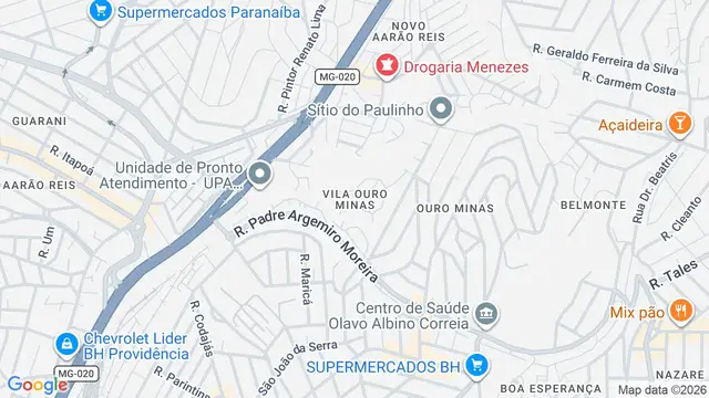Mapa do bairro Vila Ouro Minas, Belo Horizonte - MG