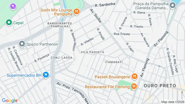 Mapa do bairro Vila Paquetá, Belo Horizonte - MG