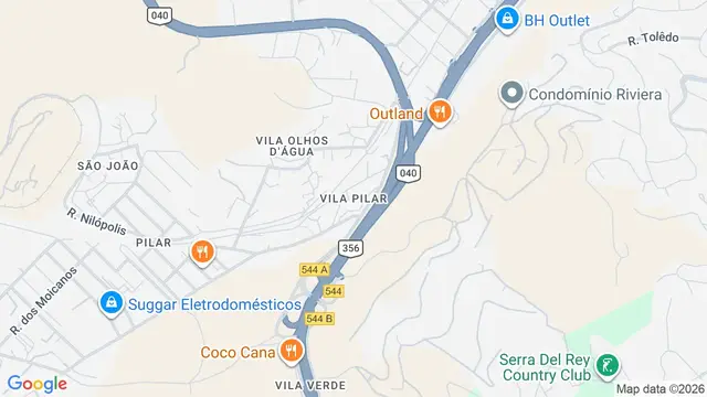 Mapa do bairro Vila Pilar, Belo Horizonte - MG
