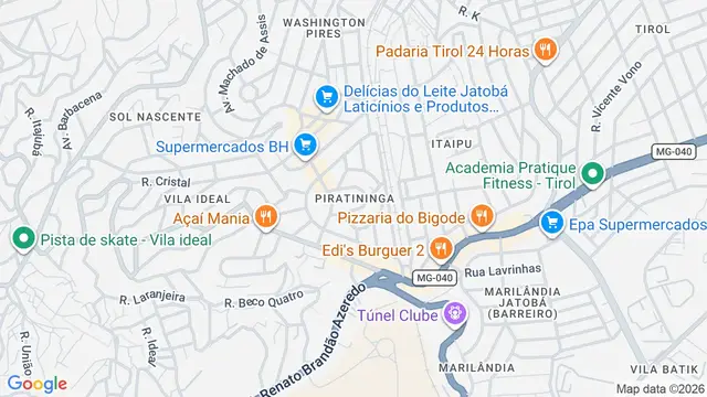 Mapa do bairro Vila Piratininga, Belo Horizonte - MG