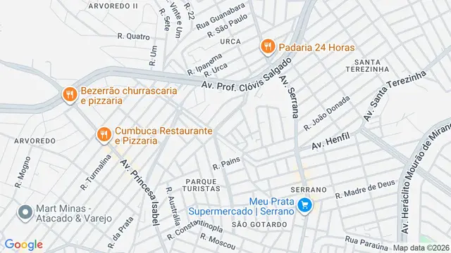 Mapa do bairro Vila Santa Luzia, Belo Horizonte - MG