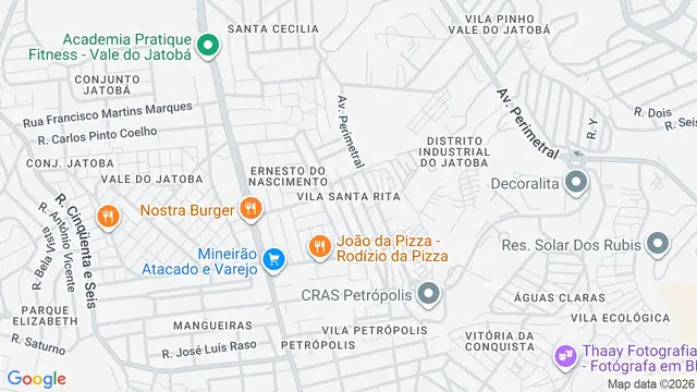 Mapa do bairro Vila Santa Rita (Vale do Jatoba), Belo Horizonte - MG