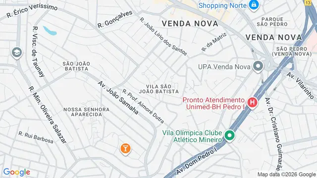 Mapa do bairro Vila São João Batista, Belo Horizonte - MG