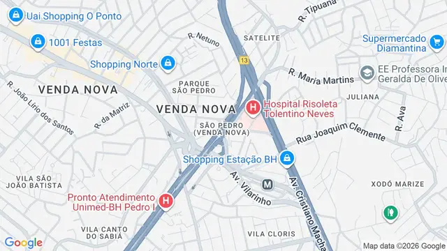 Mapa do bairro Vila São José, Belo Horizonte - MG
