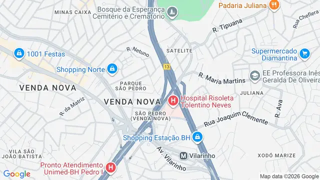 Mapa do bairro Vila Satélite, Belo Horizonte - MG