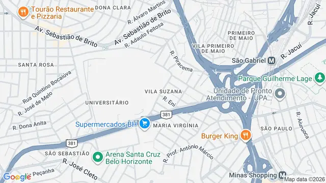 Mapa do bairro Vila Suzana, Belo Horizonte - MG