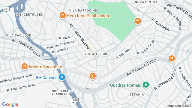 Mapa do bairro Vista Alegre, Belo Horizonte - MG