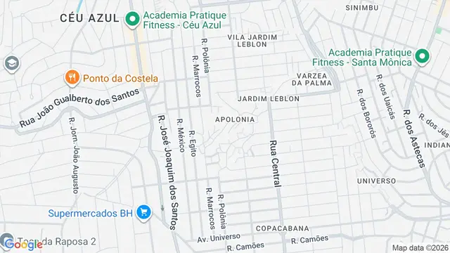 Mapa do bairro Vitória da Conquista, Belo Horizonte - MG